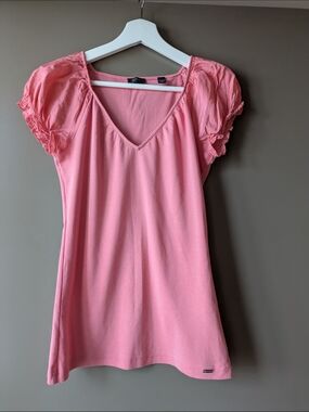 Esprit Pink V-Neck Short Sleeve Top
